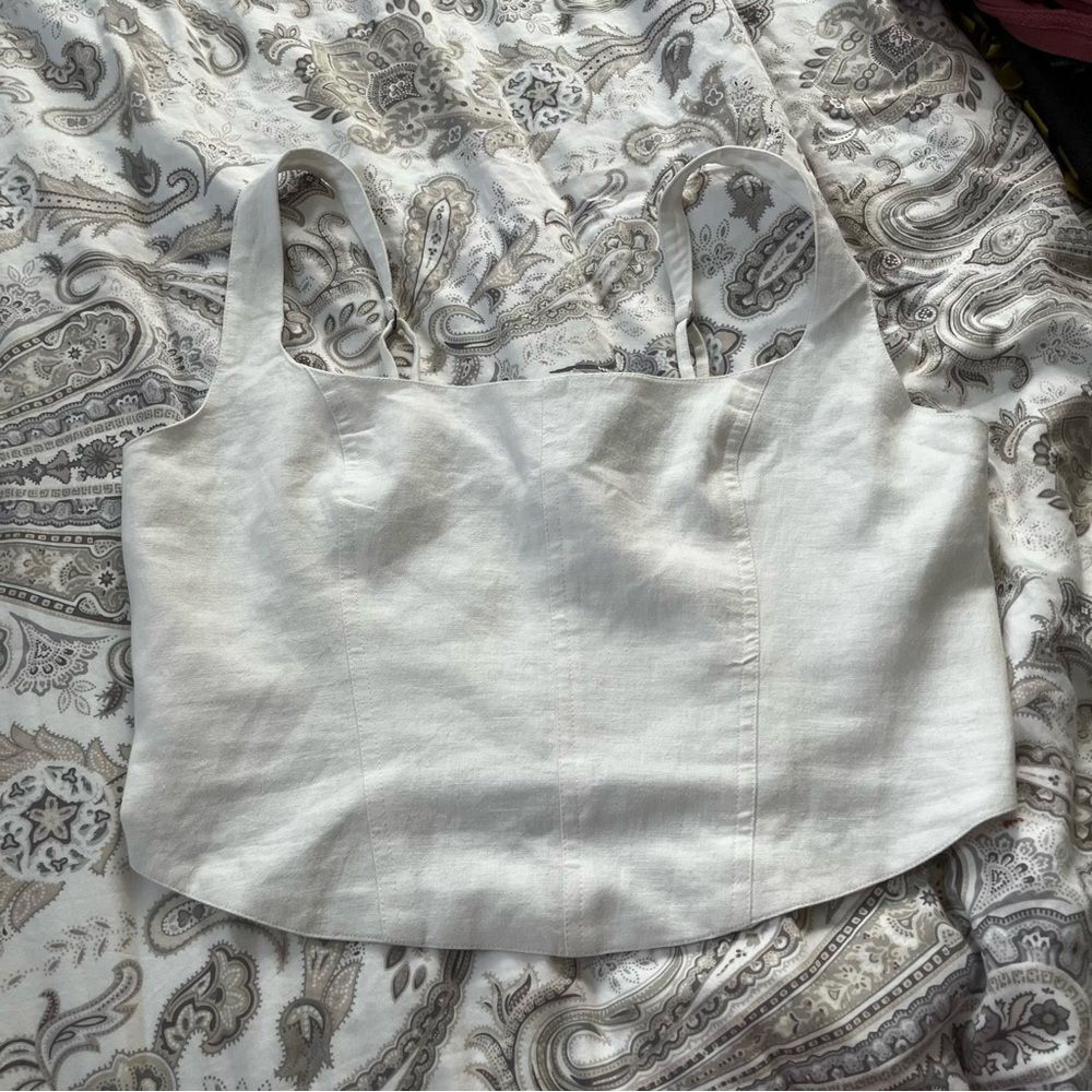 abercrombie and fitch white linen tank top size large